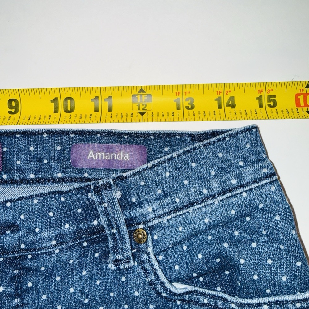 Gloria Vanderbilt Amanda Jeans 12P Blue Polka Dot Tapered Leg High Rise Petite - Picture 3 of 8